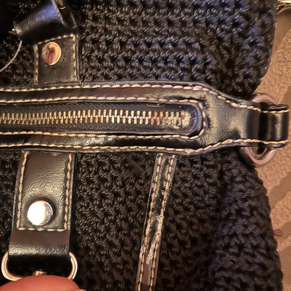 Vintage The Sak black crochet and leather purse - Picture 12 of 13